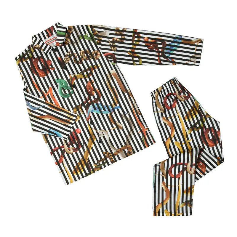 TOILETPAPER Snakes pigiama satin cotone fondo nero
