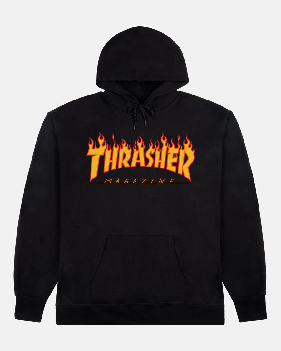 Thrasher Flame felpa cappuccio nera