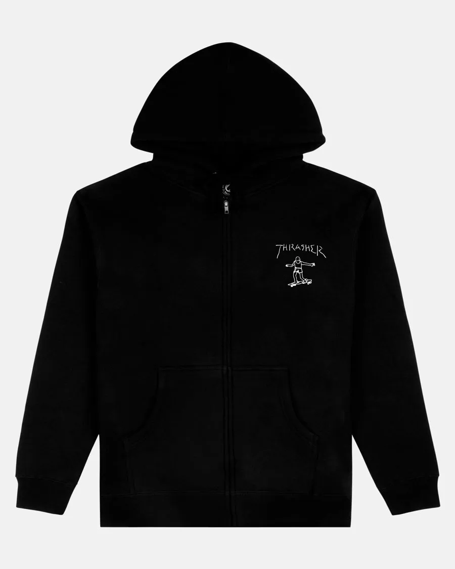 Thrasher Gonz felpa zip nera uomo cotone