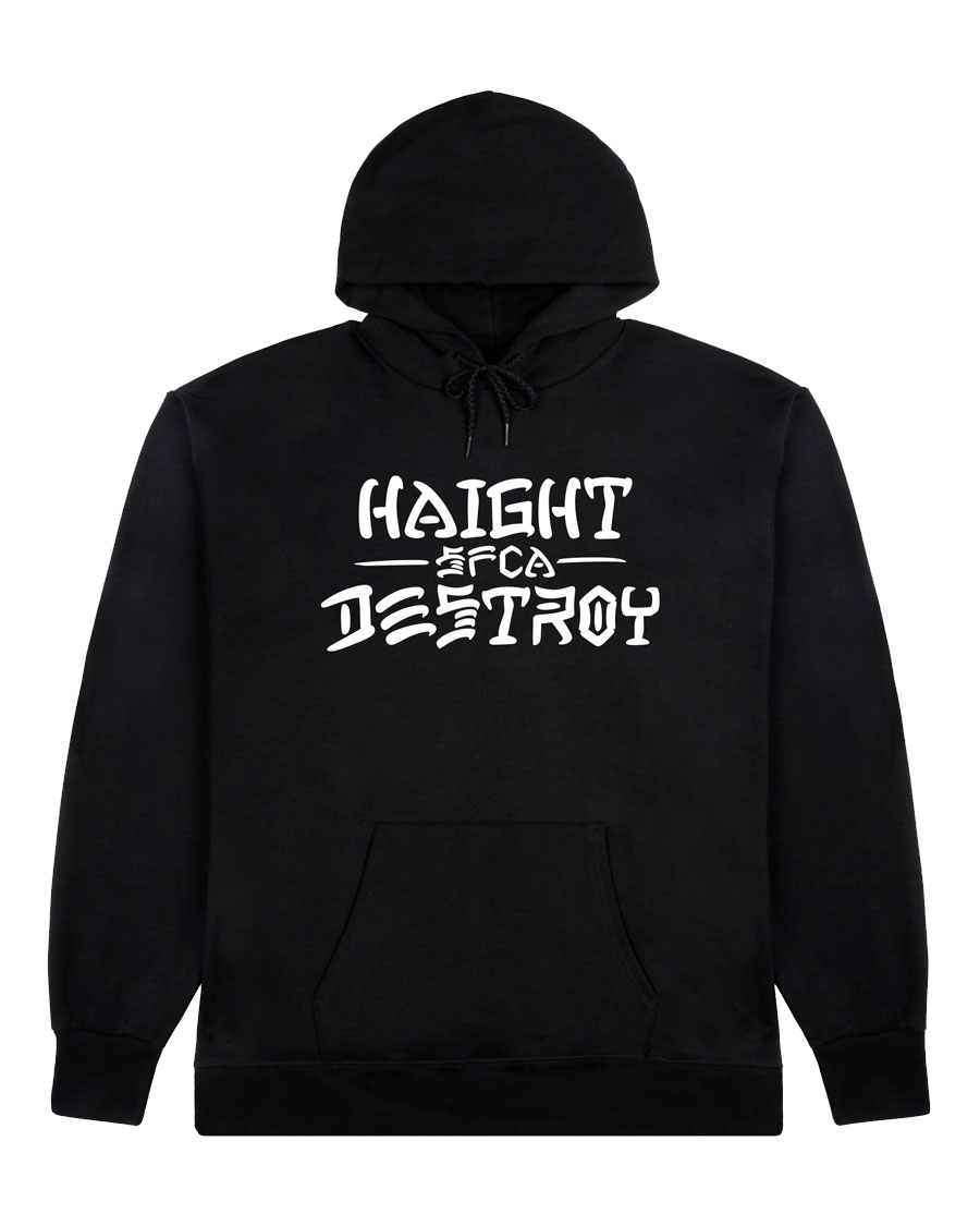 Thrasher Haight and Destroy felpa nera cappuccio