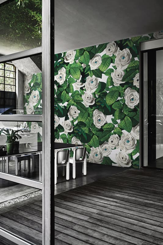 TOILETPAPER Eyes & Roses carta da parati bianca 200x310 cm