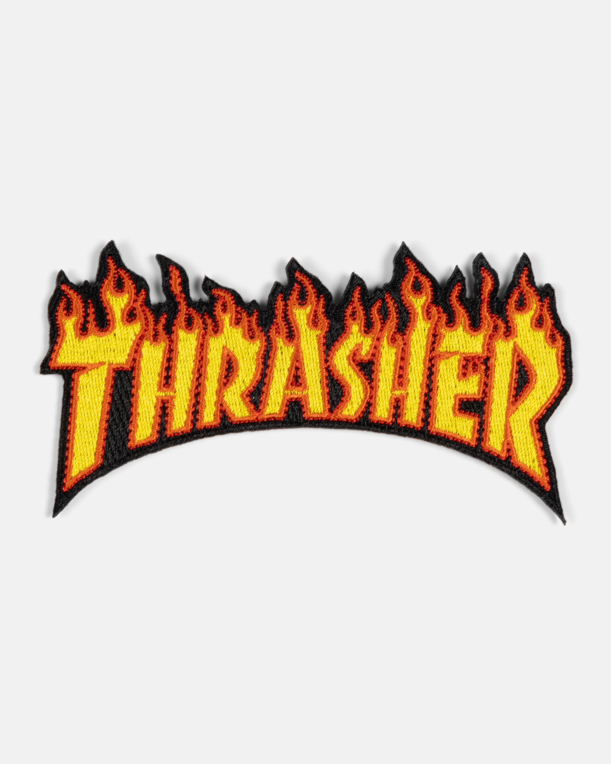 Thrasher Flame patch ricamata termoadesiva fiamma
