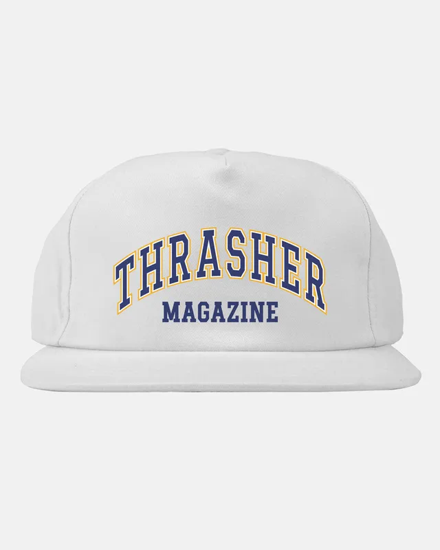 Thrasher Dropout Snapback cappellino bianco stampa centrale