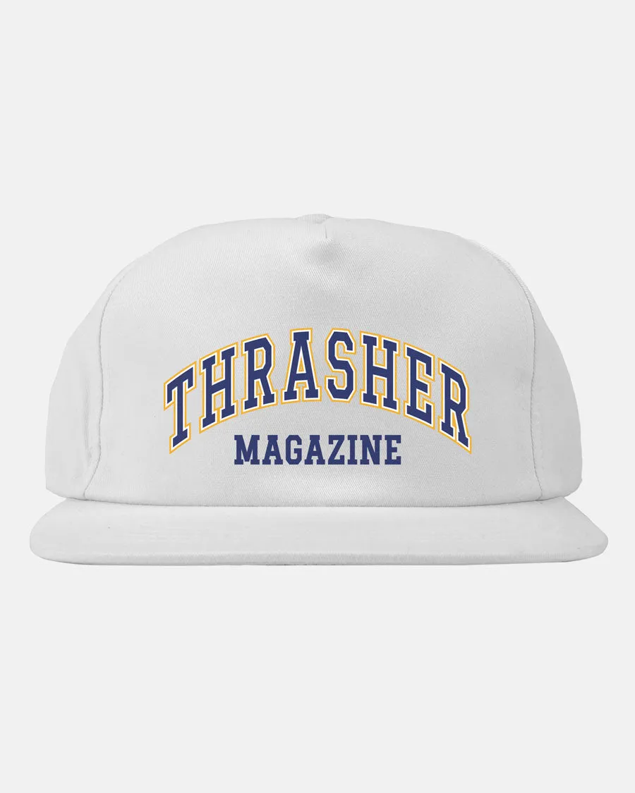 Thrasher Dropout Snapback cappellino bianco stampa centrale