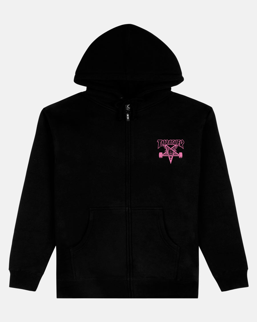 Thrasher Skategoat Zip Hoodie felpa nero rosa cotone