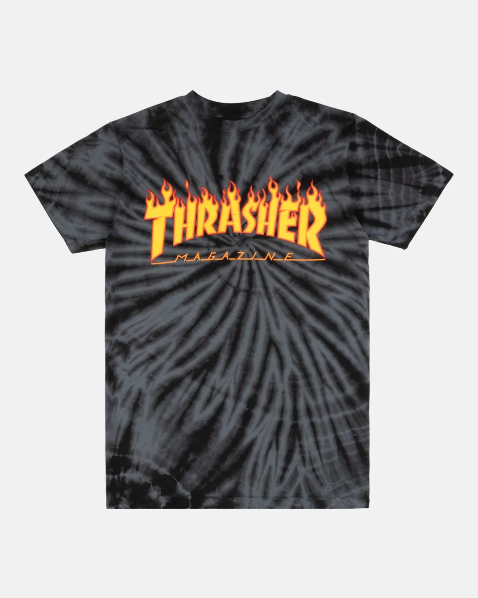 Thrasher Flame t-shirt donna tie dye nero grigio cotone