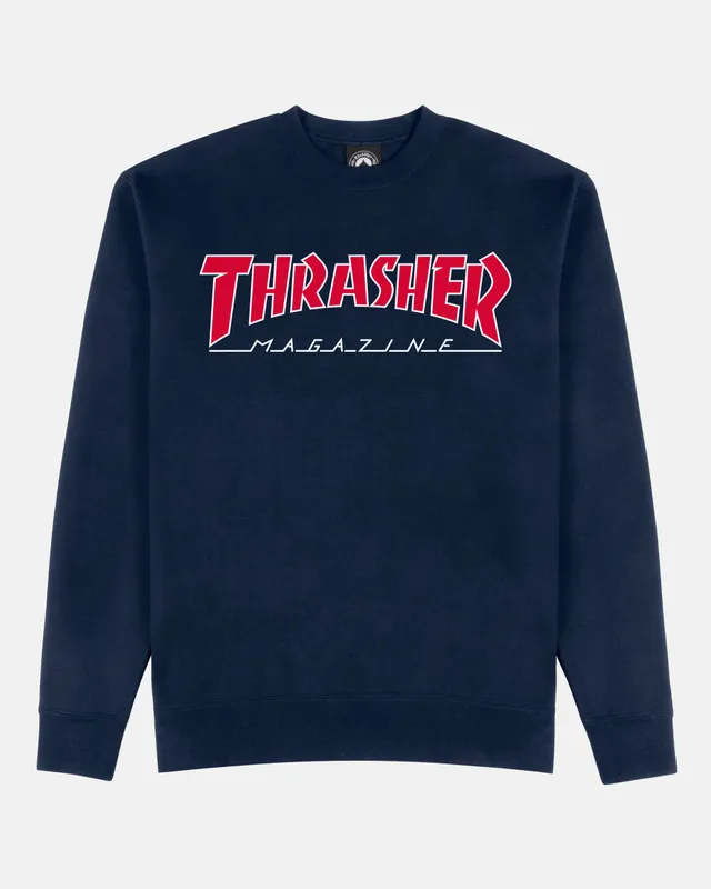 Thrasher Outlined Crewneck felpa girocollo navy misto cotone