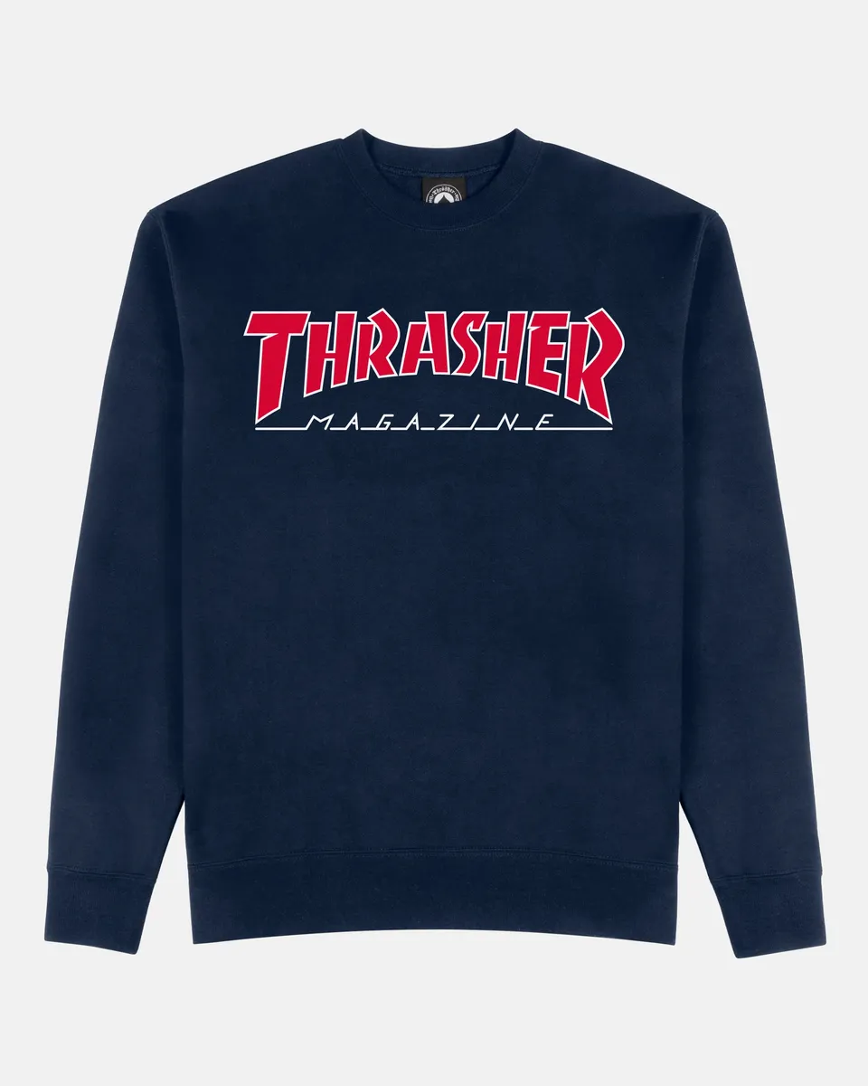 Thrasher Outlined Crewneck felpa girocollo navy misto cotone
