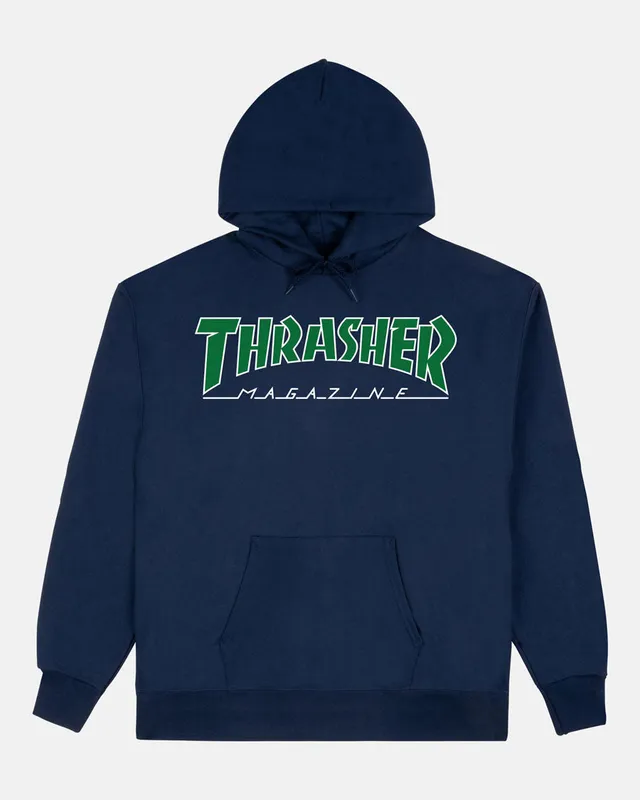 Thrasher Outlined felpa navy verde cappuccio