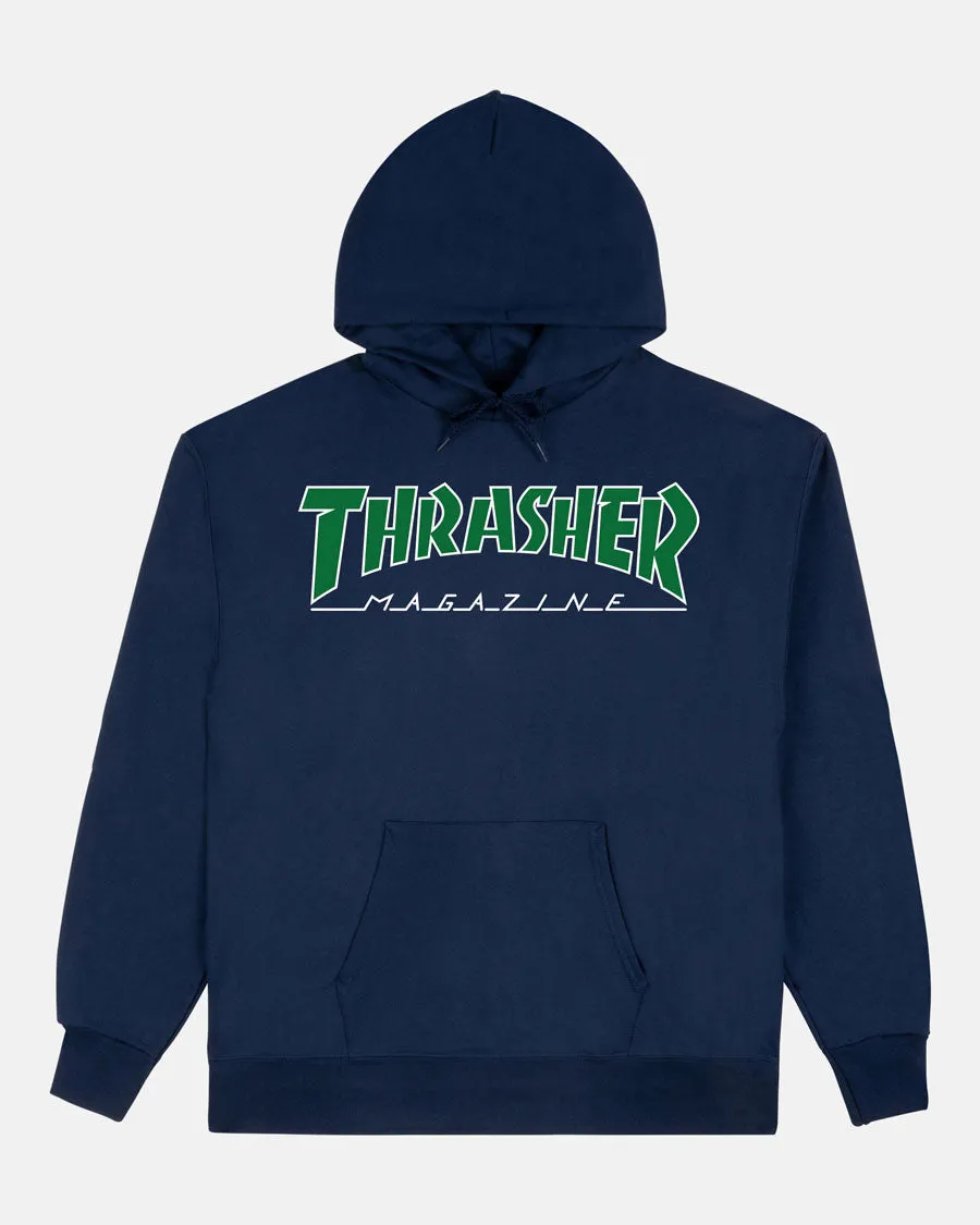 Thrasher Outlined felpa navy verde cappuccio