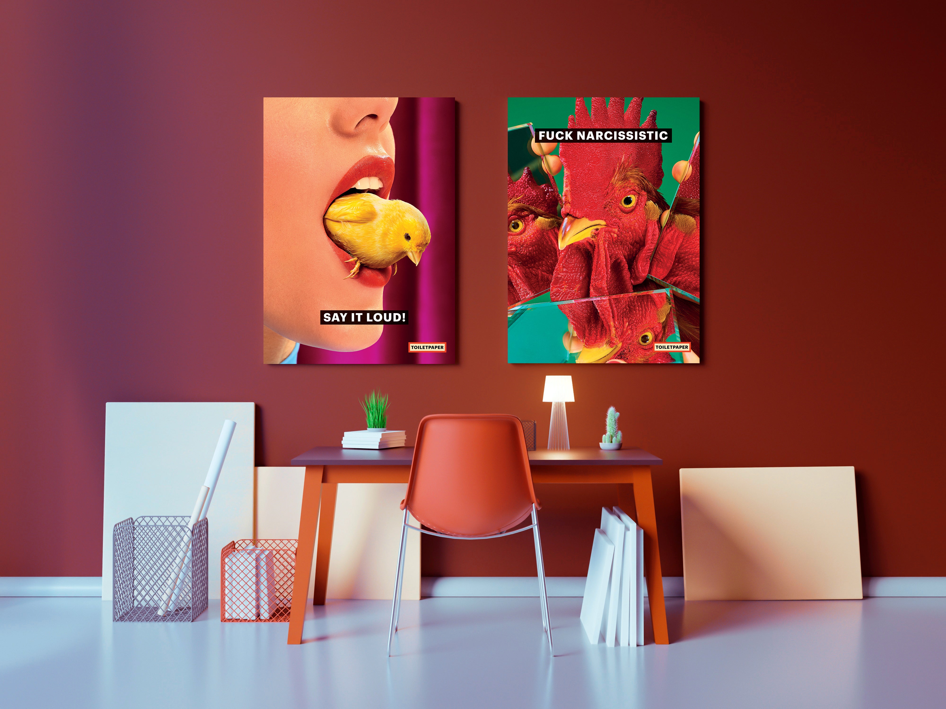 TOILETPAPER Rooster poster opaco 70x100cm