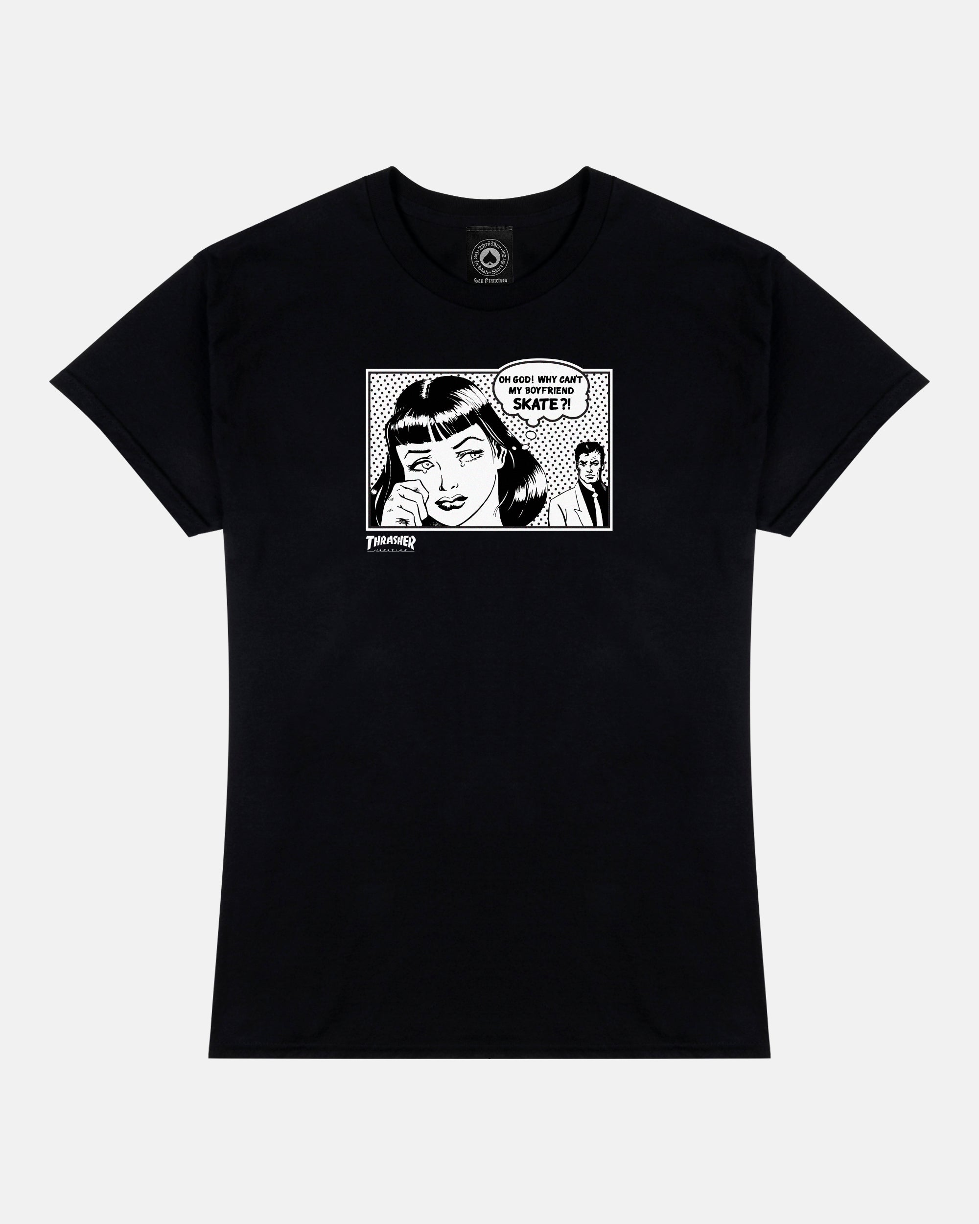 Thrasher Boyfriend t-shirt donna nera cotone 1989