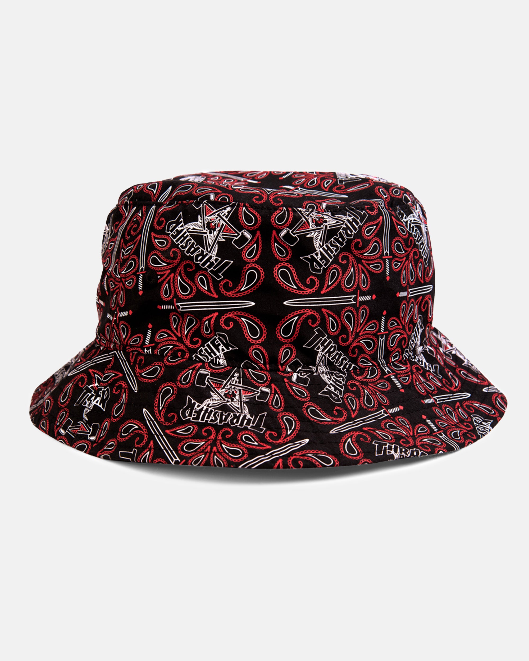 Thrasher Bandana bucket hat nero rosso stampa skategoat