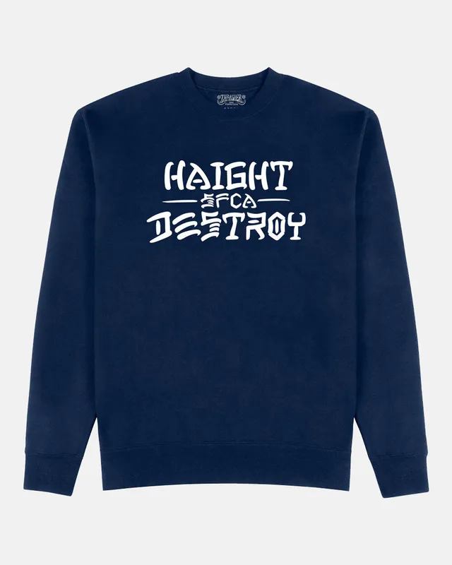 Thrasher Haight and Destroy felpa girocollo blu navy