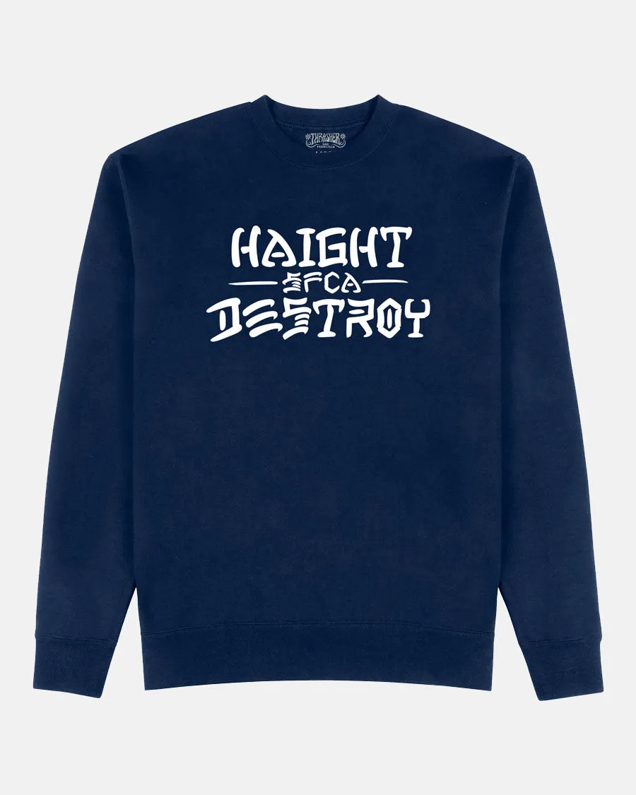 Thrasher Haight and Destroy felpa girocollo blu navy