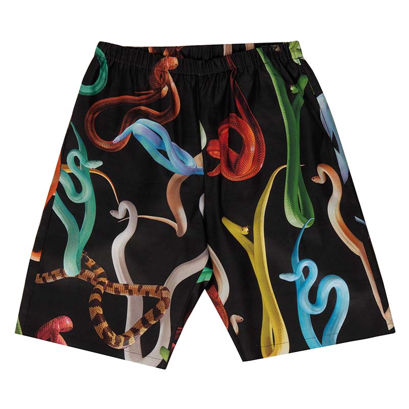 TOILETPAPER Snakes Black pigiama corto S/M in raso cotone