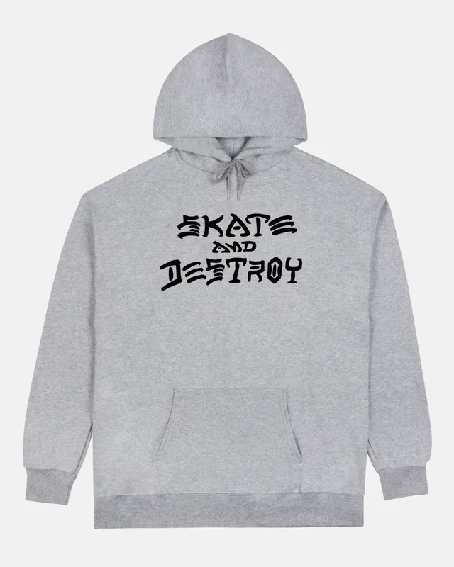 Thrasher Skate and Destroy felpa con cappuccio grigia cotone