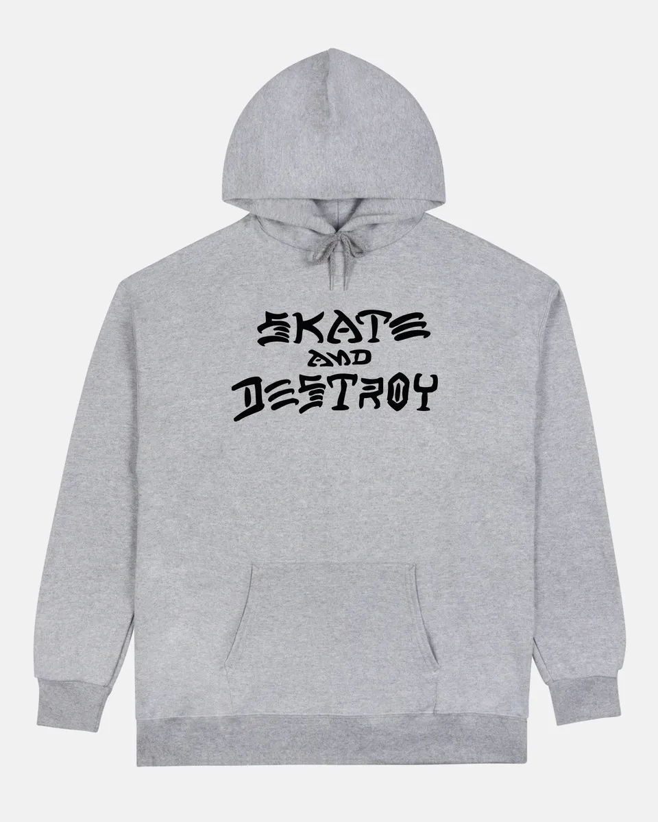 Thrasher Skate and Destroy felpa con cappuccio grigia cotone