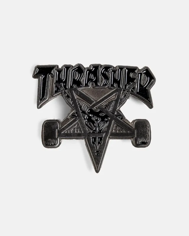 Thrasher Skategoat spilla smaltata argento 2,5 cm