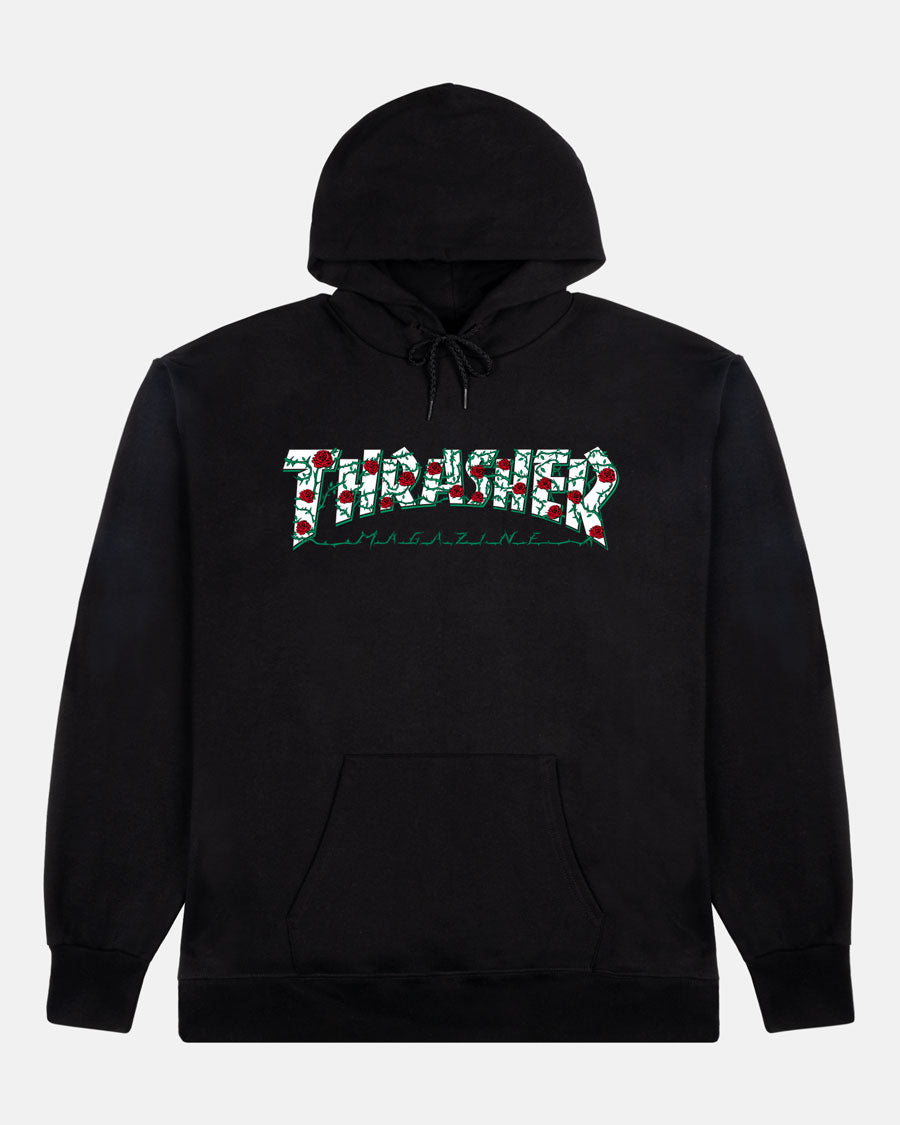 Thrasher Roses felpa con cappuccio nera misto cotone