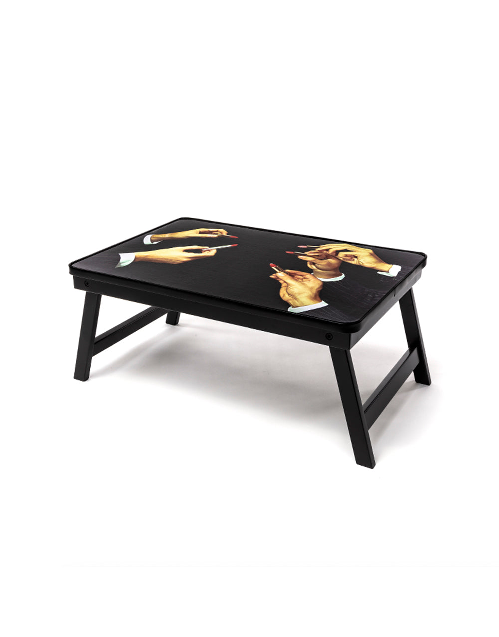TOILETPAPER Sofa Tray vassoio legno gambe pieghevoli 56x38 cm