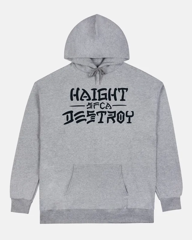 Thrasher Haight Destroy felpa cappuccio grigio melange