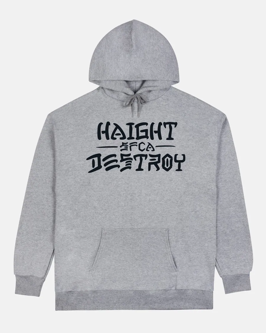 Thrasher Haight Destroy felpa cappuccio grigio melange
