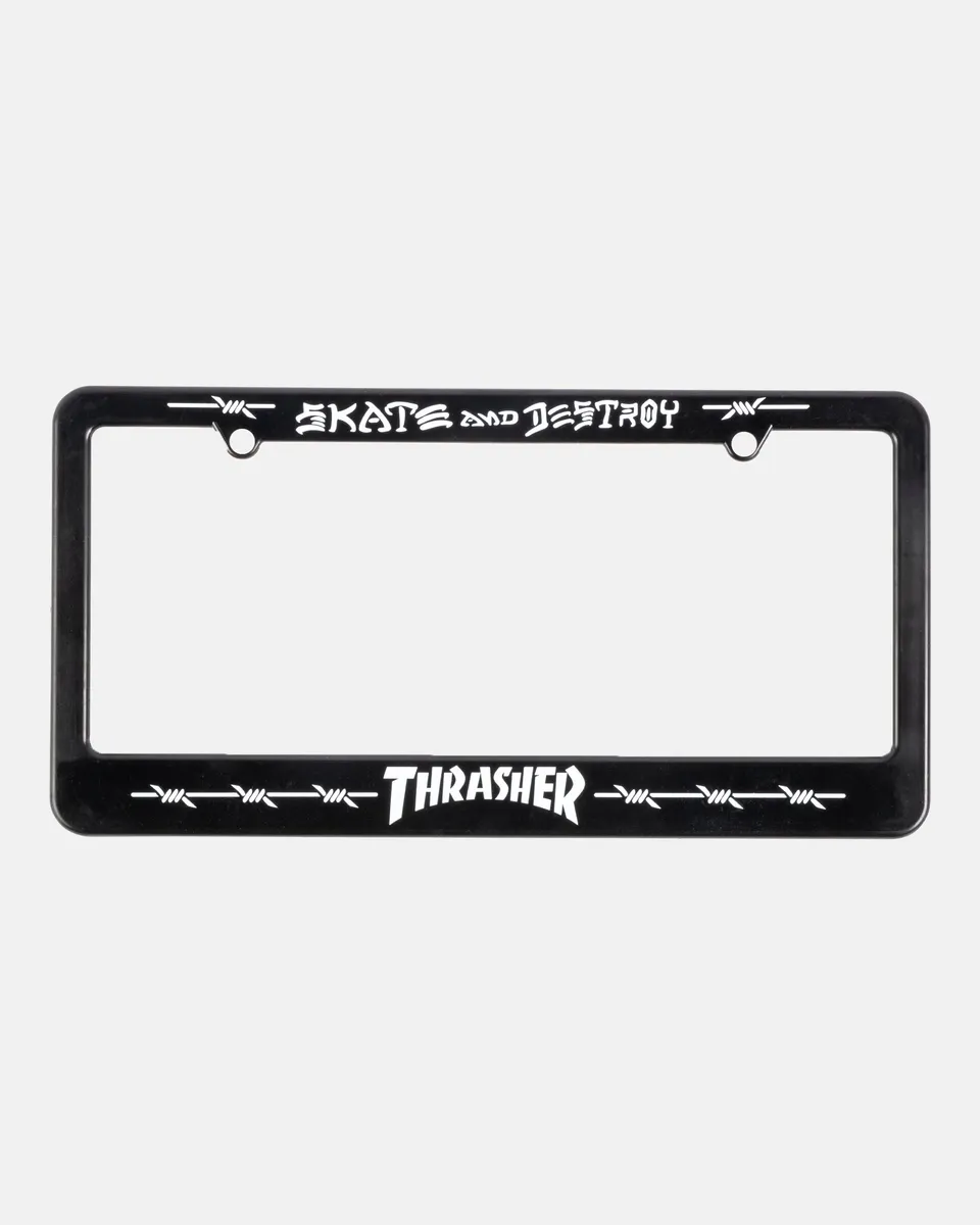 Thrasher Barbed Wire portatarga nero Skate and Destroy