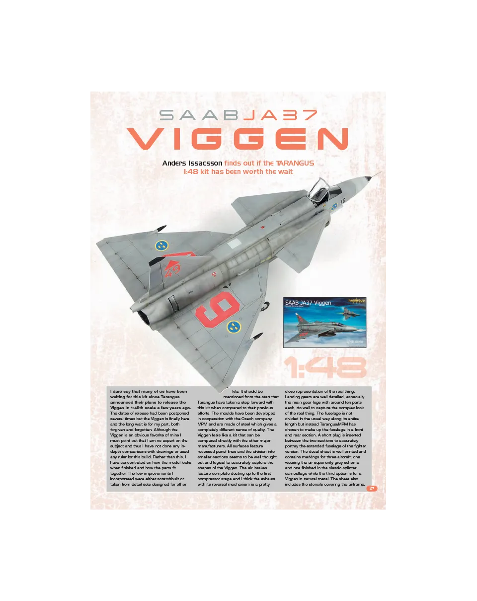 AFV Modeller AIR62 Viggen articolo PDF copia singola