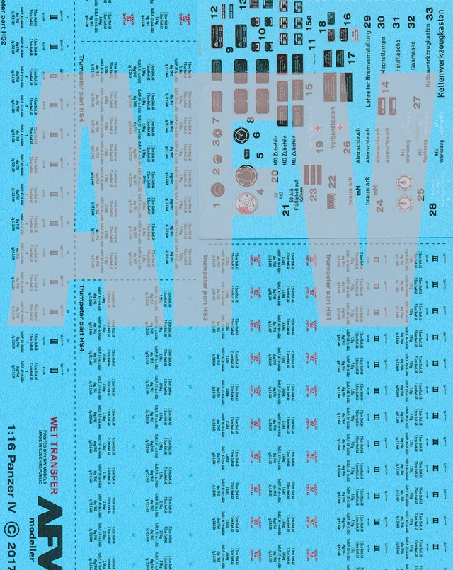 AFV Modeller decal interni Panzer IV 1:16