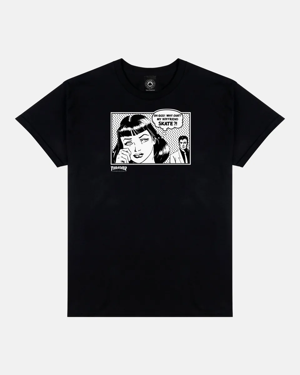 Thrasher Boyfriend t-shirt nera 100% cotone